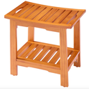18-inch Solid Wood Bathroom Stool, Featuring A Wooden Seat Suitable For Use In The Shower And Vanity Area