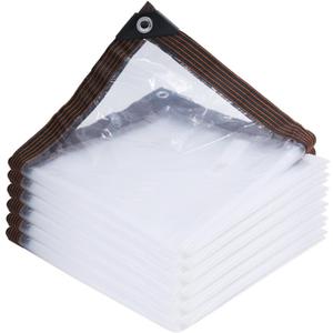 Clear Waterproof Tarp with Grommets - Heavy Duty Plastic Cover for Outdoor Protection, Garden Rainproof Covering, Vinyl Tarp for Henhouse, Plant, Table, Trapeze, Camping, Picnic (9.8"x16.4")
