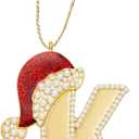 7 x Christmas Ornaments, Letter K Ornaments for Christmas Tree,Hanging Xmas Red Hat Ornament for Mother Best Friends Sister Wife