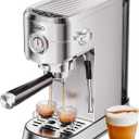 Gevi Commercial Espresso and Coffee Makers, Professional 20 Bar Espresso Maker with Milk Frother, Stainless Steel Expresso Coffee Machines for Home, Compact Cappuccino Machine, Great Gift (Sterling Silver)