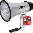 Pyle Portable Megaphone Speaker Siren Bullhorn - Compact, Battery Operated, 20W Power, Microphone, 2 Modes, PA Sound, 1000 Yards Range, Foldable Handle for Cheerleading and Police Use (Silver)