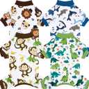 XPUDAC 4 Pack Dog Pajamas Comfy Strechy Doggie Pjs Puppy Clothes for Small Medium Dogs Boy Girl Cat Pet Outfits, L (Large(Chest-18"))