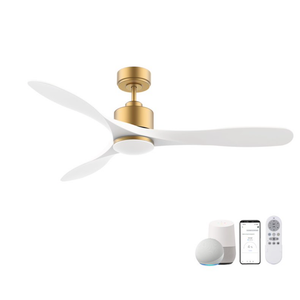 52 Inch Smart Gold White Ceiling Fans with Lights and Remote, Quiet DC Motor,High CFM,Control with WIFI Alexa APP,Modern Indoor outdoor Ceiling Fans with Dimmable LED Light for Bedroom Patio Porch