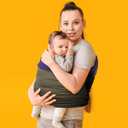TKKOK Baby Wrap Carrier, Unisex Baby Carrier, Lightweight & Ultra Soft, Easy to Wear Baby Wrap, Perfect for Newborn Toddlers (Navy Blue/Olive)
