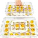 MesRosa 2 Pack Deviled Egg Containers with Lid and Handle, Durable Clear Plastic Deviled Egg Carrier Storage 48 Eggs, Stackable Egg Holder for Fridge, Portable Tray Platter for Party & Picnics-White