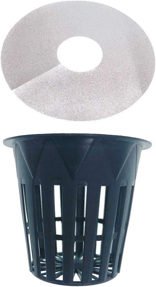 HORTIPOTS 2 Inch Net Pot 2 in Wide Rim Design with Reflective Net Pot Lids (Set of 75)