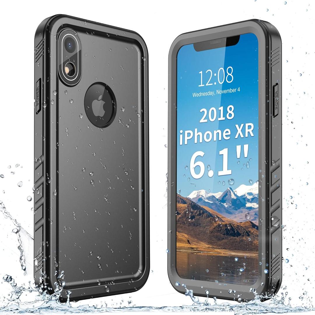 SPORTLINK for iPhone XR Waterproof Phone Case, Built in Shockproof Dustproof Screen Protector, Full Body Military Rugged Cover Protective, Heavy Duty, Dropproof IP68 Underwater for iPhone XR 6.1 Black