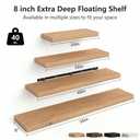 WOPITUES 36" W×8" D Long Floating Shelves for Wall (Set of 2, White Oak)