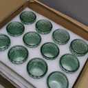 Maxdot 48 Pack Green Glass Votive Candle Holders 2.1 x 2.6 Inch St. Patrick's Day Tea Light Candleholder Bulk Xmas Glass Tealight Candlestick Holders for Table Centerpiece Home Wedding Party Decor