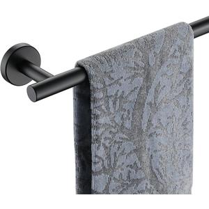 JQK Black Towel Bar, 12 Inch 304 Stainless Steel Thicken 0.8mm Hand Towel Rack, Bathroom Towel Holder Matte Black Wall Mount, Useable Length 9 Inch TB110L9-PB