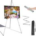 Portable Art Easel Stand 63 Inches - Silver Picture Stands for Display w/Bag - Tabletop Art Easel Stand for Sign, Wedding Signs, Poster Stand, Painting Canvas Stand - Metal Tripod, Easels for Display
