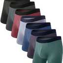 BAMBOO COOL Men's Underwear Breathable Boxer Briefs with Fly Moisture-Wicking Lightweight Underwear 7-Pack M