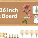 TORASO Cork Board Bulletin Board, Corkboard for Walls with Rustic Brown Frame, Large Wall Mounted Cork Board with Installation Kit,11.8" x 35.4" Pin Tackboard for Home,Office, School (RMB-RB-3090)