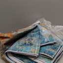 Washable Area Rugs 5'x7' Non-Slip Modern Abstract Soft for Living Room Entryway Bedroom Nursery, Print Pattern, Teal Blue Green Orange Rust Red Colorful