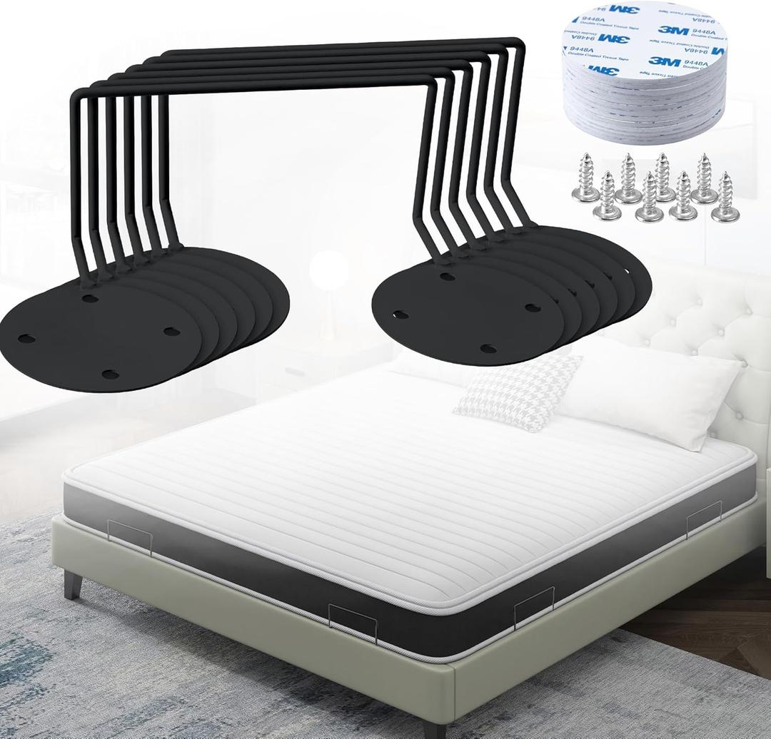 6 Pack Mattress Retainer Bar Keep Mattress Stopper from Sliding, Non Slip Mattress Gaskets for Bed Frame, Mattress Slide Stopper, Anti Slip Mattress Gripper, Mattress Brackets to Prevent Sliding