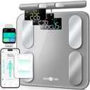 RunStar Digital Bathroom Scale for Body Weight, Body Fat, BMI 28 Measurements, Innovative 8-Electrode Smart Scales FSA&HSA Eligible with Voice Prompt Function High Accurate Bluetooth Weight Machine (12"/300mm, Grey)