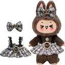 6 x Clothes for LABUBU 6.7inch (17cm) Doll, Cute Outfit Small Dress and Hairpin, Dress Up, Accessories (No Doll) (Black/White)