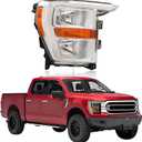 AIONIXER Headlight Assembly Compatible with Ford F150 F-150 2021 2022 2023, [Bulbs Included] Right/ Passenger Side, Headlamp Replacement with Clear Lens
