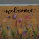 Ceenna Summer 4th of July Natural Coir Door Mat Outdoor Patriotic Rug Summer Welcome Doormat Independence Day Non-Slip Mat for Front Porch Entryway Outside, 16 x 28 Inches(Flower)