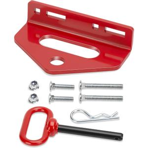 Zero Turn Trailer Hitch With Hitch Pin, 1/4"(6mm) Thick Heavy Duty Steel Universal Lawn Mower Towing Hitch Kit With Pin, Versatile Chain Slot Rugged Hitch Included Carriage Bolt & R Clip Red & Red