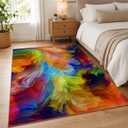 Abstract Ink Area Rugs4x6ft Modern Style Art Multicolor Paint Background Rug,Colorful Aurora Color Swirl Watercolor Wave Mats,Home Decor Machine Washable Carpet