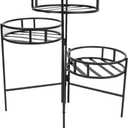 Panacea 86715 Plant Stand with Contemporary Design and 3-Tier Round Fold Out, 21-Inch Height, Black