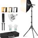 Softbox Photography Lighting Kit with Telecontrol, 16"x16" Softbox Light Kit, 95W 3000K-7500K LED Bulb(CRI 97 & TLCI 97), Soft Box Lights for Video Recording/Live Streaming/Photography