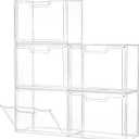 Freebat Stackable Storage Bins, Clear Acrylic Display Case, 5-Pack Acrylic Boxes with Lids, Clear Storage Containers Storage for Handbags, Collectibles & Figures