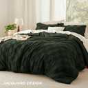 Bedsure California King Size Comforter Set Dark Olive Green, Boho Tufted Bed Set, Checkered Farmhouse-Style Distressed Vintage Bedding, 3 Pieces, 1 Plaid Geometric Comforter and 2 Pillow Shams
