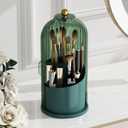 GAXmi Makeup Brush Holder with Lid Cosmetic Tools Organizer 360 Rotating Waterproof Dustproof Beauty Brushes Storage for Vanity, All Green