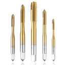 5Pcs Machine Screw Tap Set, Spiral Flute Drill Taps Metric Thread Tapping Tool | Titanium Coated HSS 6542 Spiral Point Plug Threading Tap M3 M4 M5 M6 M8