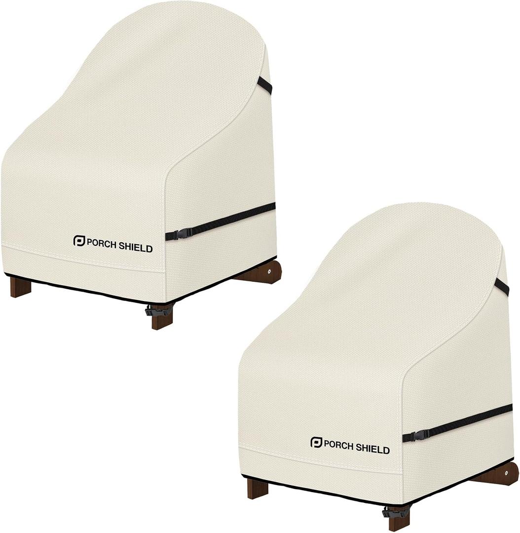 Porch Shield Waterproof Patio Adirondack Chair Cover 2 Pack Fits Outdoor Chairs 32W x 34D x 36H inch, Beige
