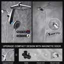 High Pressure Rain Shower Head: Upgrade Shower Heads with Handheld Spray Combo with Fixed Showerhead and 10 Sprays Handheld Shower Head, Detachable Shower head Built-in Magnetic Docking and Power Jets (2.5GPM, Chrome)