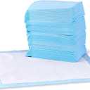 Amazon Basics Leak-Proof Dog and Puppy Potty Training Pee Pads with Quick-Dry 5-Layer Super Absorbent Design for Housebreaking, Regular Size 22x22", Blue & White, 150 Count