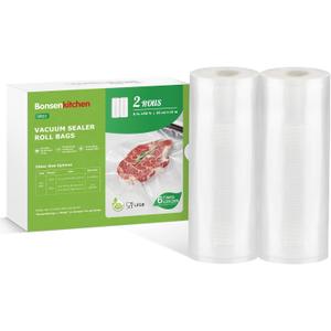 Bonsenkitchen Vacuum Sealer Bags Rolls, 8 in x 50 ft Rolls 2 pack Durable Food Sealer Bags, Commercial Grade, Heavy Duty, BPA Free, Seal a Meal, Great for Food Storage & Sous Vide Cooking, VB23