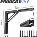 WALMANN 16 inch Folding Wall Shelf Brackets, Wall-Mounted Collapsible Brackets for Workbench/Table, 150 lbs Capacity, Space-Saving Hinges for Garage, Kitchen, Laundry(No Board)