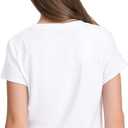 HASMES Girls Crop Tops Athletic Short Sleeve Round Neck Basic Tees for Kids 7-14Y (White)