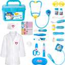 Liberry Doctor Kit for Toddlers 3 4 5 Years Old, Kids Doctor Play Set for Girls Boys Toy, Pretend Play Medical Kit with Stethoscope & Costume for Birthday Gift Blue