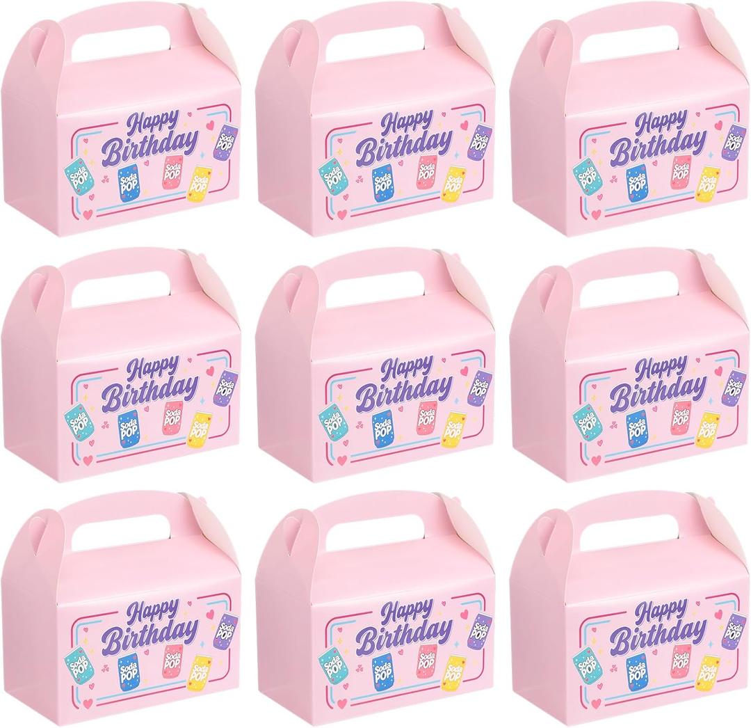 Marspark 24 Pack Kpop Theme Birthday Party Favor Paper Gift Boxes Kpop Themed Treat Boxes for Anime Themed Birthday Party Decorations (Soda Pop, Pink)