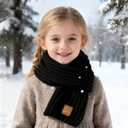 Kids Scarf Winter Neck Warmer Toddler Neck Scarf Girls Thick Scarves Boys Warm Neck Warp 2-12 Years (One Size fits Most: 2-12 Years, 2 Pack - Black + Grey)