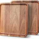 Wooden Tray Rectangle Platters Acacia Wood Serving Trays Home Decor Cheese Board Cake Appetizer Plates Kitchen Charcuterie Platter for Food Dish Dessert Snack Tray (Set of 2 Wooden Plates)