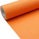 Orange Litchi Texture PU Fabric Leather 11.8x53.14 Inch30x135 CM 1.13mm Thick Faux Synthetic Leather Material for Upholstery Crafts, DIY Sewings, Sofa, Handbag, Earrings, Hair Bows Decorations
