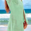 PRETTYGARDEN Women's 2025 Swimsuit Cover Ups Crochet Knit Bathing Suit Swimwear Summer Dresses Fashion Beach Vacation Clothes (Green, XXL)