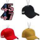 American USA President Car Air Freshener Card Pendant4 Pack Refreshing Ice Scent 45/47 Hat Ornament Gifts Merch Party Supplies Room Decor Accessories for Hanging Rearview Car Interior