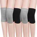 4 Pairs Knee Warmers for Women Men Breathable Leg Warmers Knee Brace Pad Leg Compression Sleeve for Cycling Running(Gray, Large)