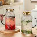 Glass Pitcher with Lid, 2 PACK 84 oz/2.5L Liter Vintage Water Pitcher, Clear Borosilicate Glass Water Carafe for Cold Brew, Coffee, Lemonade, Iced Tea,Beverage, Heat Resistant