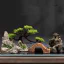 AWXZOM Small Japanese Fish Tank Decorations Set, Suitable for Aquariums up to 5 Gallon or Fish Bowl, Includes Small Decorations Artificial Plastic Plants Fish Tank House