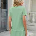 TCOT Pajamas for Women Set Summer Fashion Short Sleeve Crewneck Tops with Skirt Sets Pajama Casual Loungewear (Small, A Sage Green)