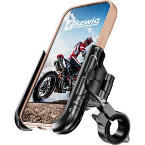 Kewig Motorcycle Phone Mount with Aluminum Alloy Mounting Base [Camera Friendly] [1s Lock & Release] Bike Handlebar Cellphone Holder for Scooter Bicycle ATV, Fit 5.4-7.2" Smartphone