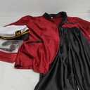 5PCS Red Silk Robe & Black Pants Set with Captain Hat & Glasses  Halloween Costume Accessories for Adults (Medium)